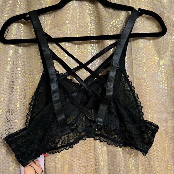 Seven Til Midnight Black Strappy Back Lace Bralette 1X/2X NWT - Picture 2 of 8